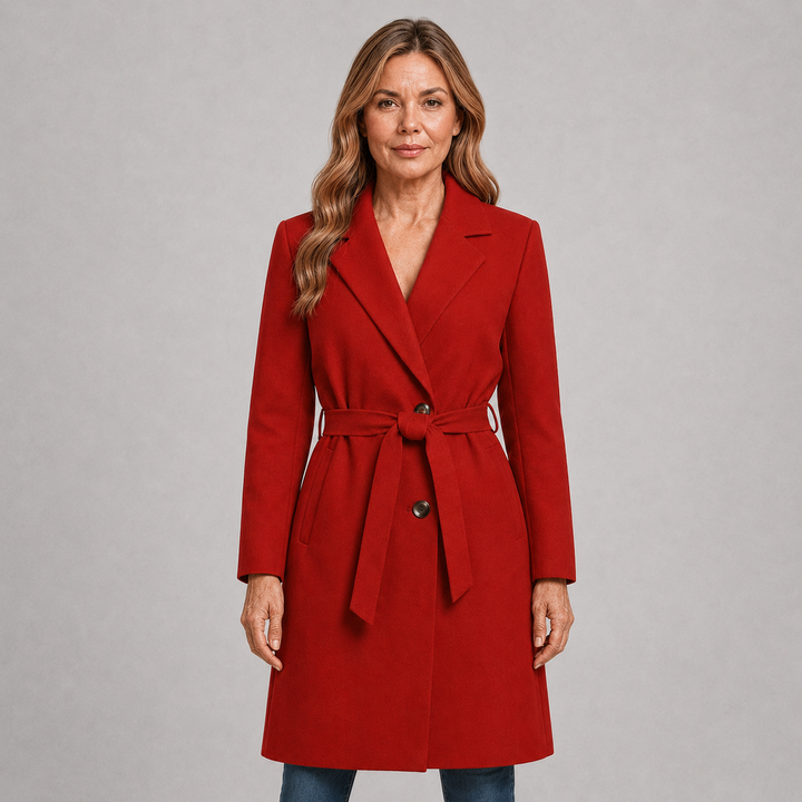 A-Line Wrap Coat with Belt and Double Buttons