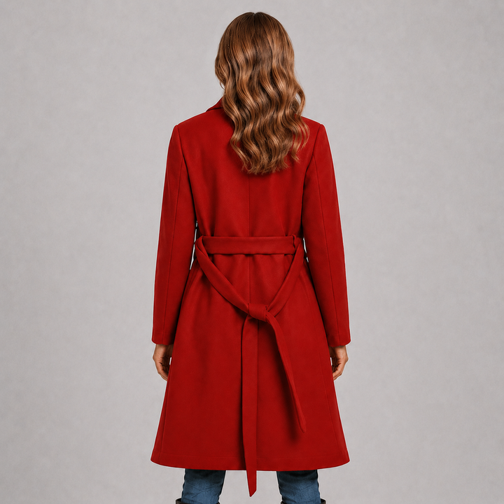 A-Line Wrap Coat with Belt and Double Buttons