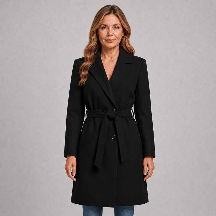 A-Line Wrap Coat with Belt and Double Buttons