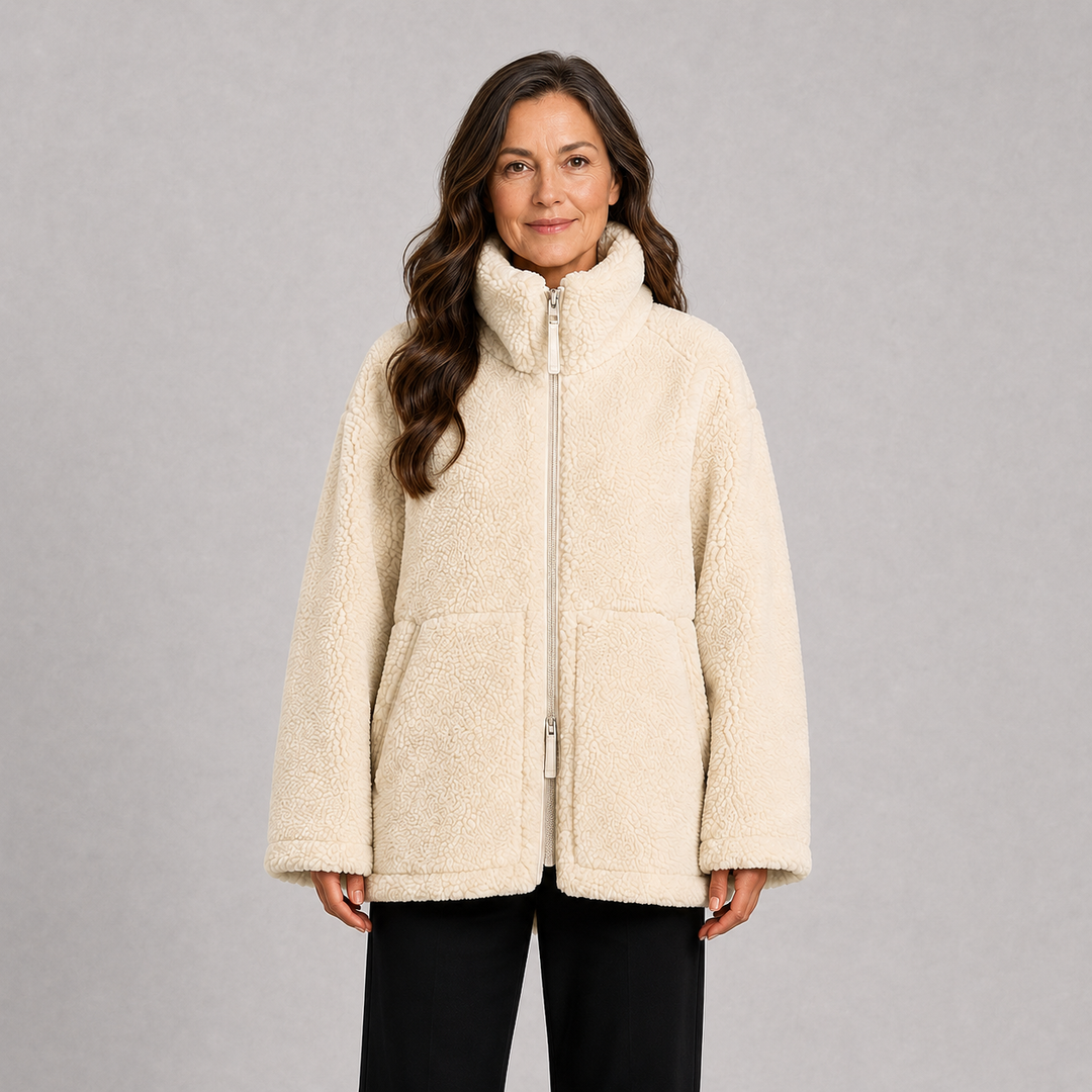 Oversized Zip-Up Jacket with High Collar