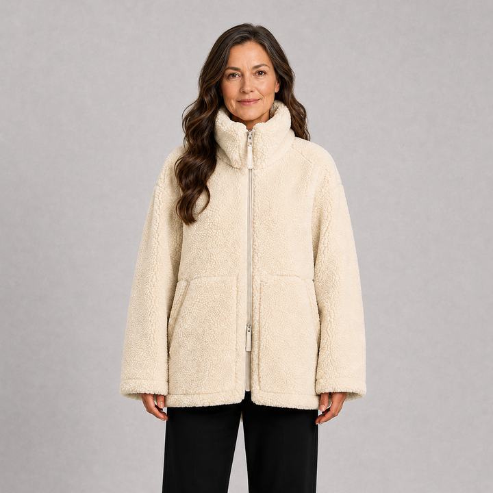 Oversized Zip-Up Jacket with High Collar