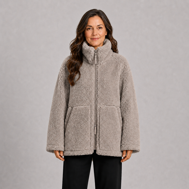 Oversized Zip-Up Jacket with High Collar