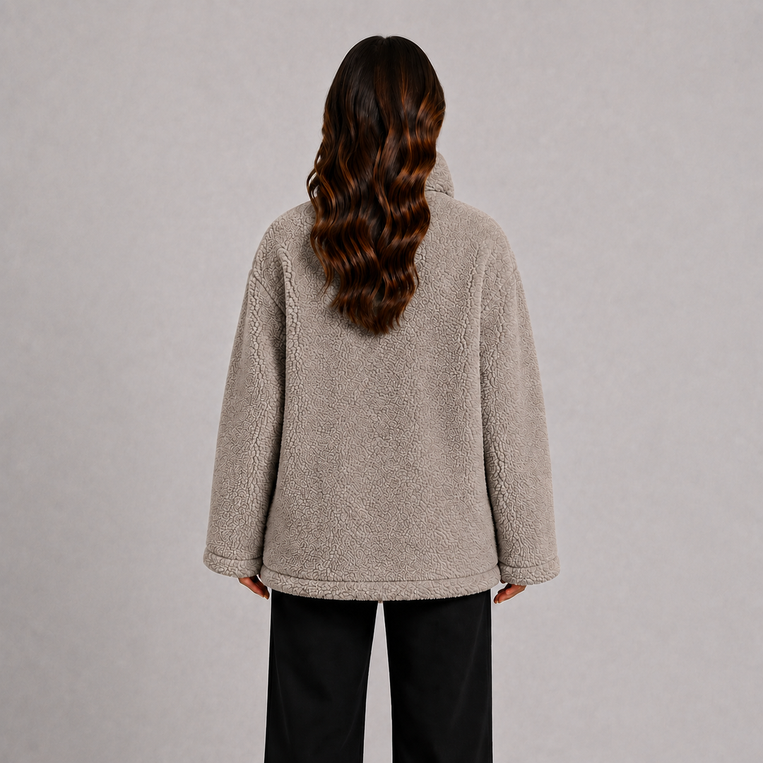 Oversized Zip-Up Jacket with High Collar