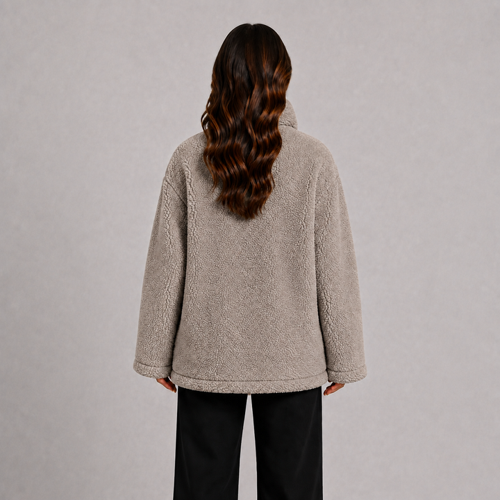 Oversized Zip-Up Jacket with High Collar