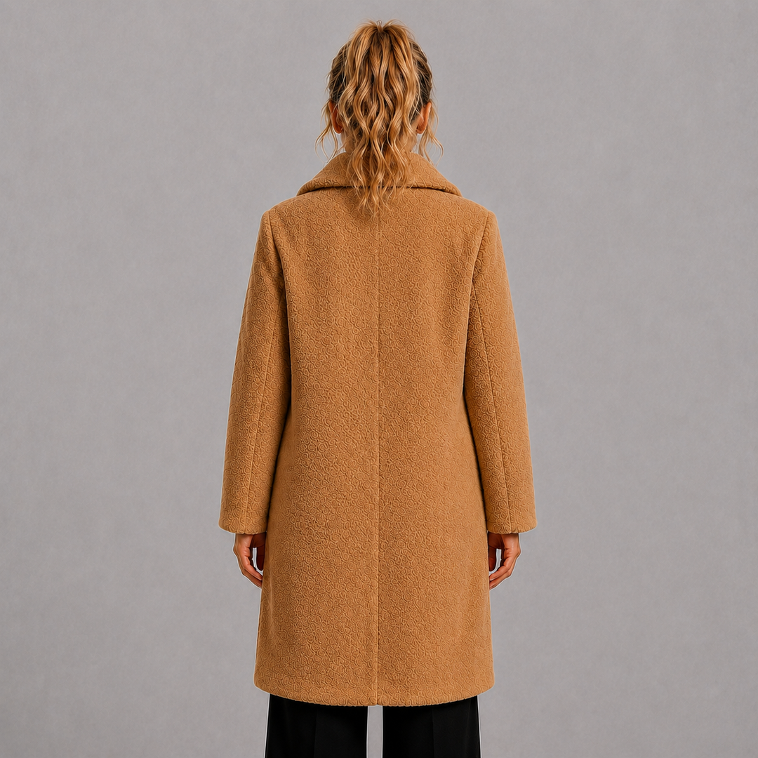 Long Coat with Button Closure and Lapel Collar