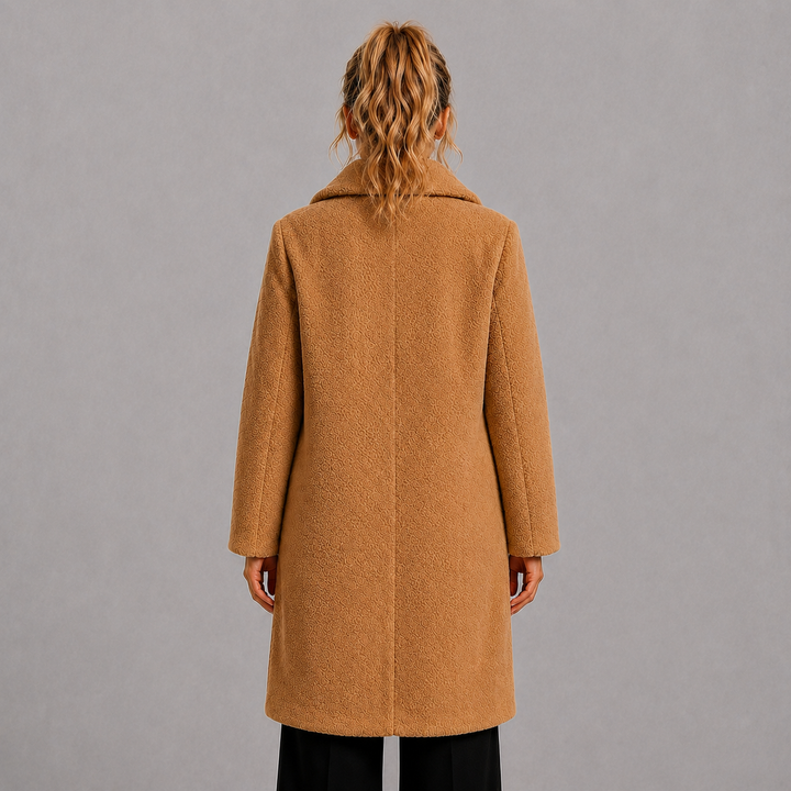 Long Coat with Button Closure and Lapel Collar