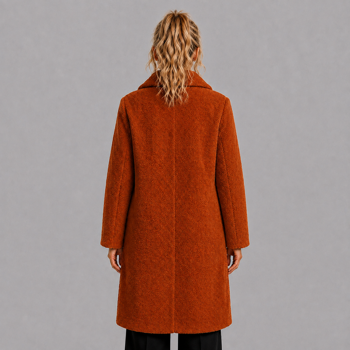 Long Coat with Button Closure and Lapel Collar