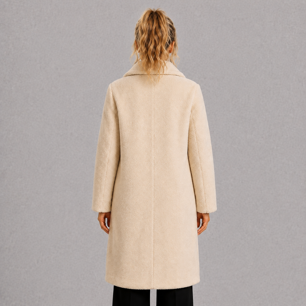 Long Coat with Button Closure and Lapel Collar