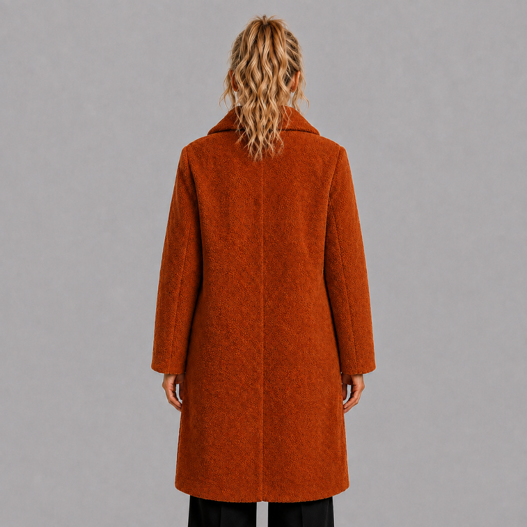 Long Coat with Button Closure and Lapel Collar