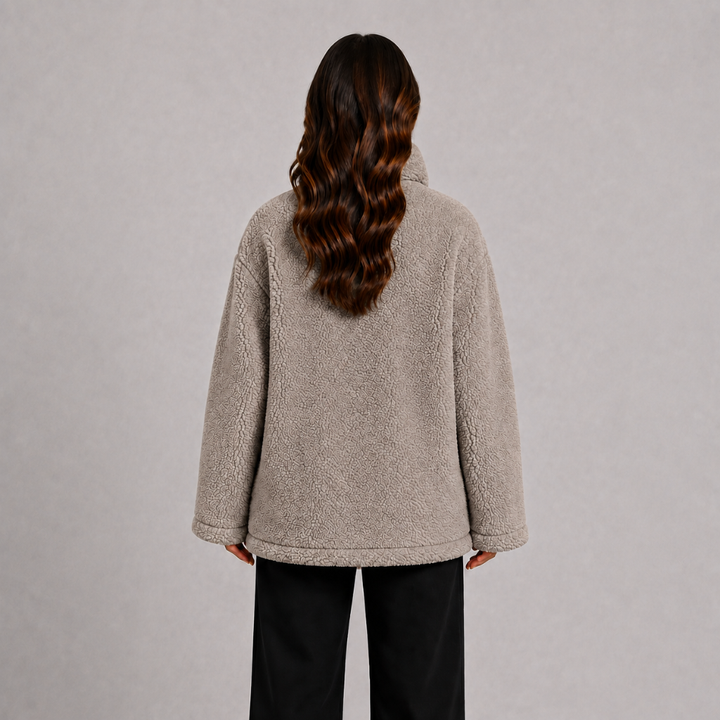 Oversized Zip-Up Jacket with High Collar